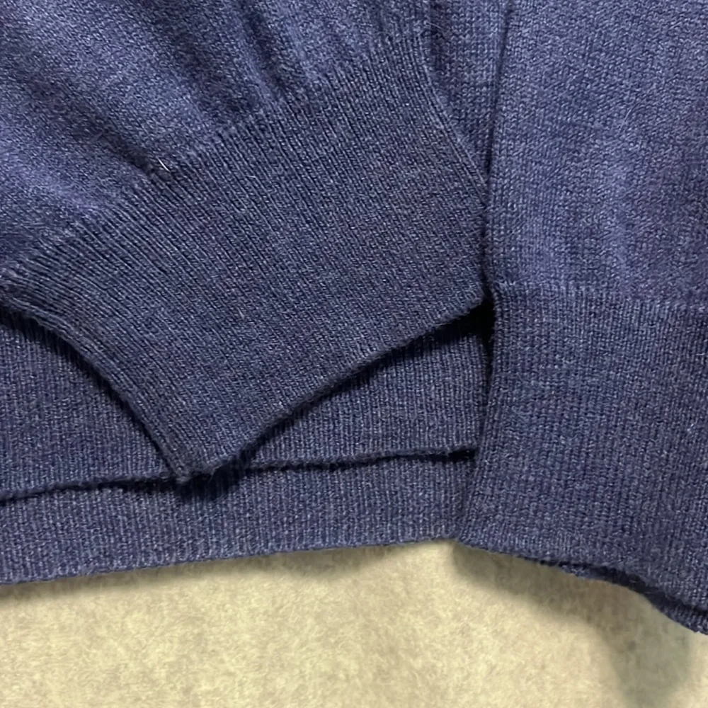 J. Crew Men's Cotton Cashmere Blend Sweater Size L Navy V-Neck